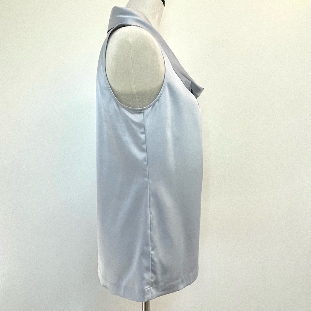 Ann Taylor Silver Cowl Neck Sleeveless Blouse XS Satin Look - Picture 2 of 8